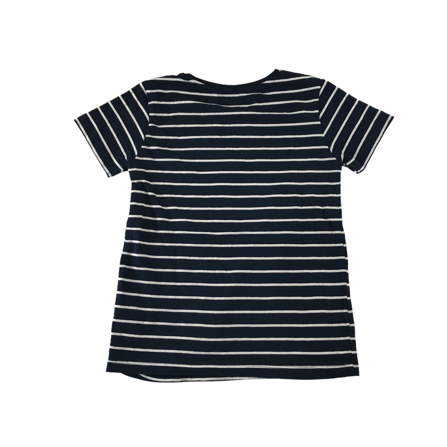 M&Co t-shirt 11-12 years navy and white stripy sequin star