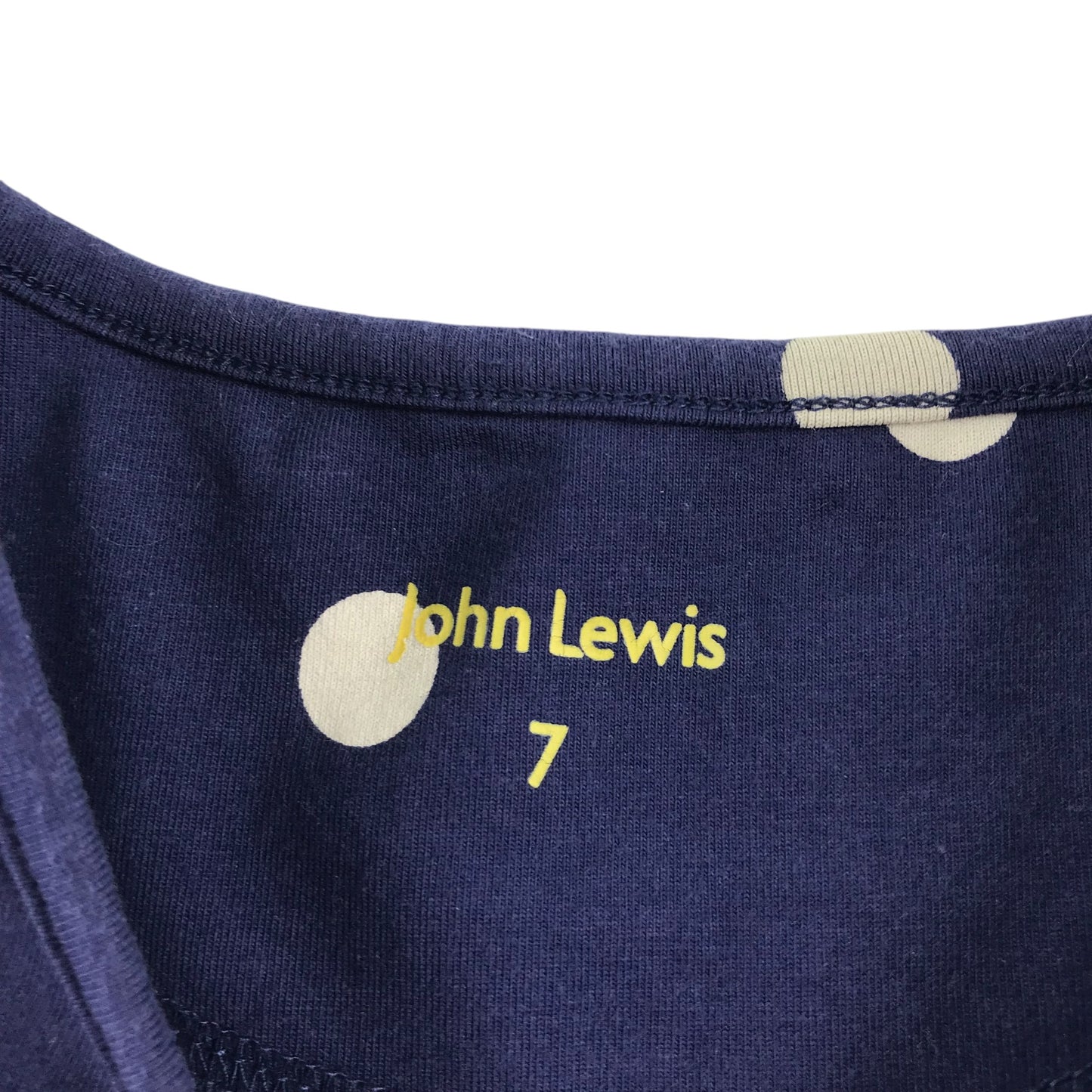 John Lewis dress 6-7 years navy blue polka dot long sleeve