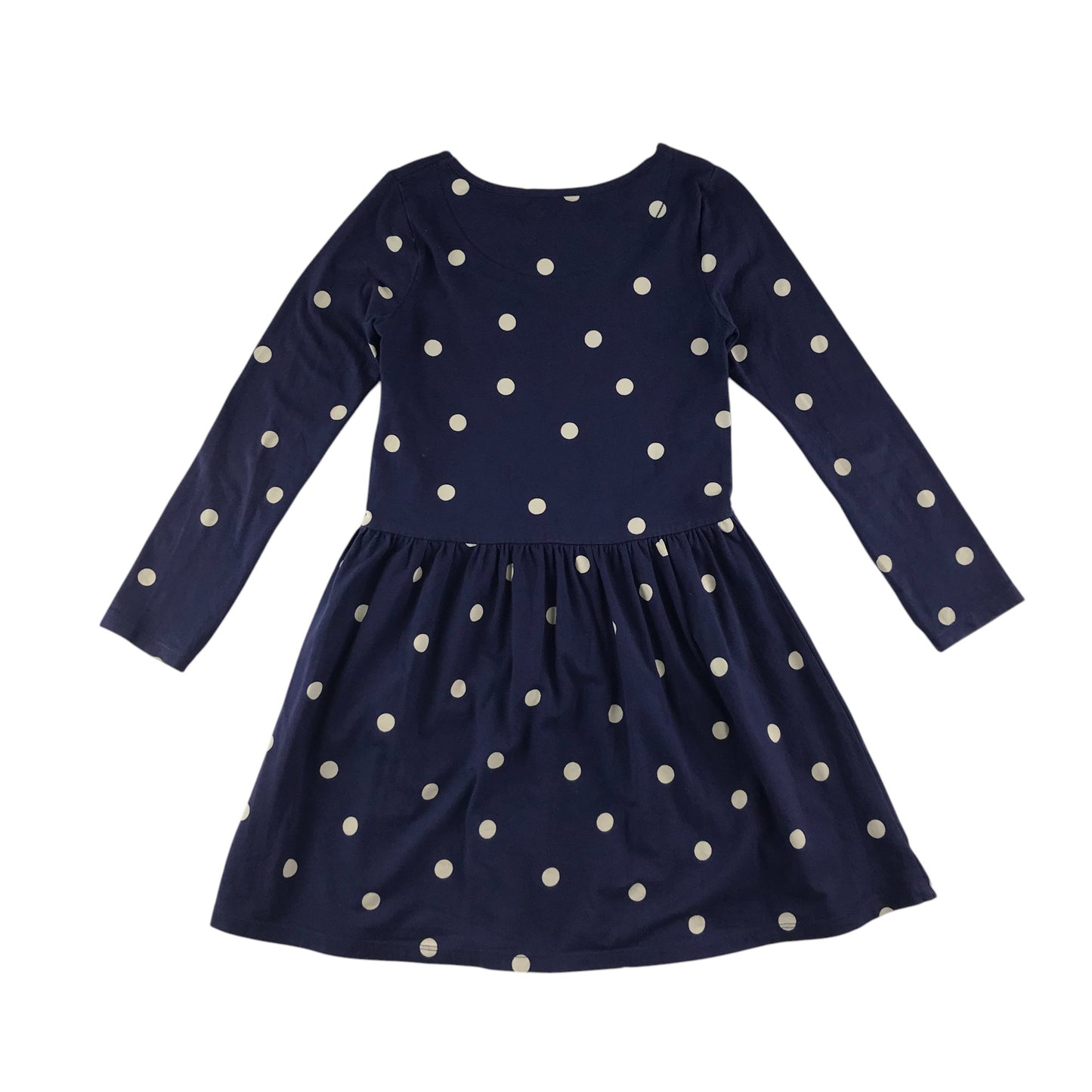 John Lewis dress 6-7 years navy blue polka dot long sleeve