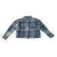 River Island shirt 7-8 years blue checked cropped button up with gem detailing  cotton