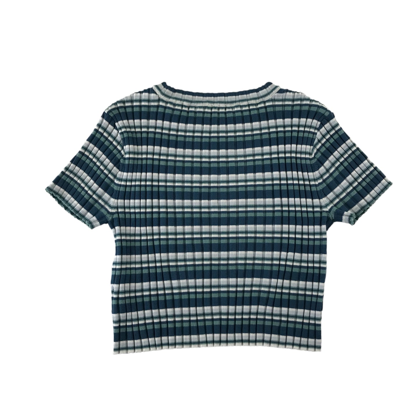 H&M t-shirt 11-12 years blue and white stripy crop top