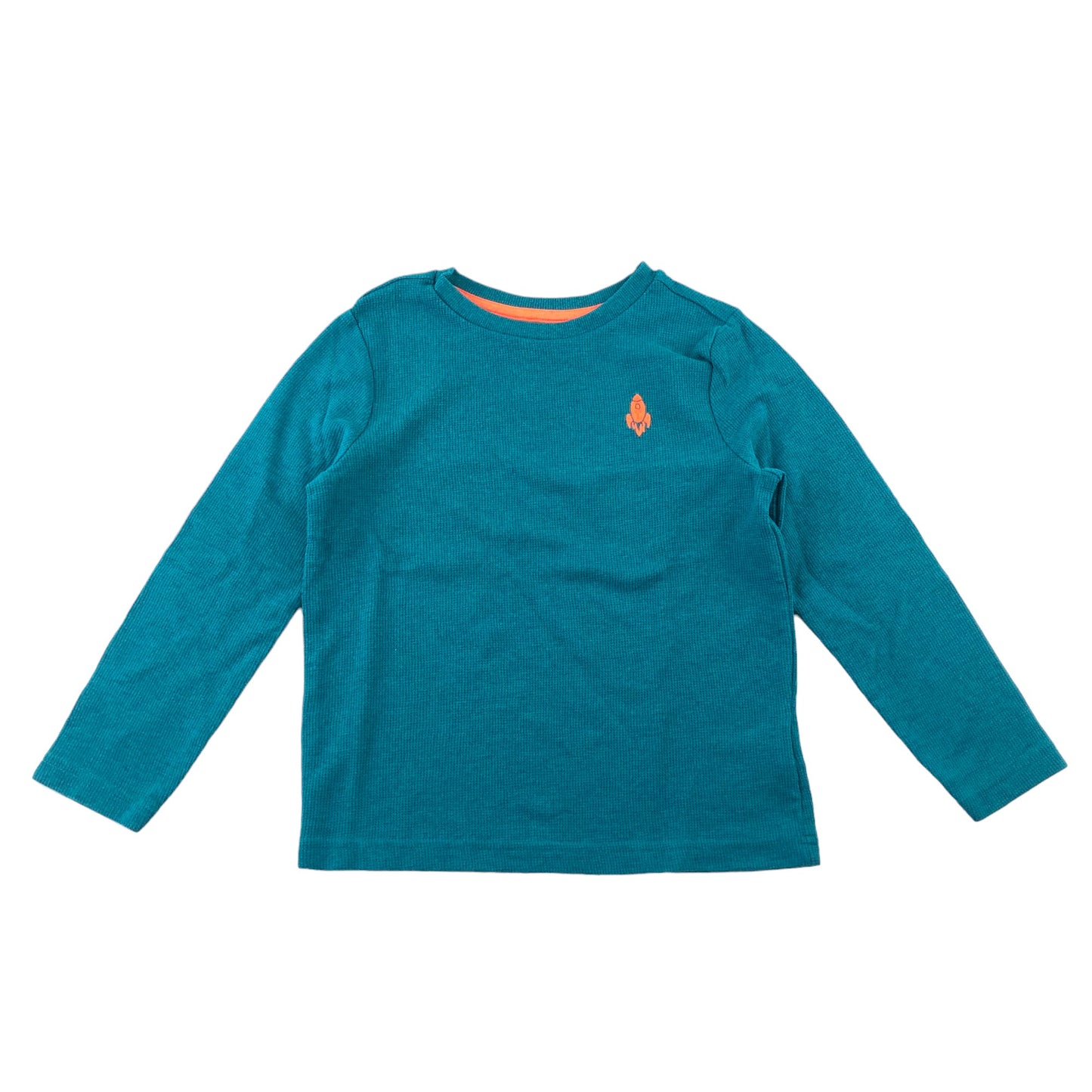 F&F T-Shirt 6-7 Years turquoise Pain with Embroidered Rocket