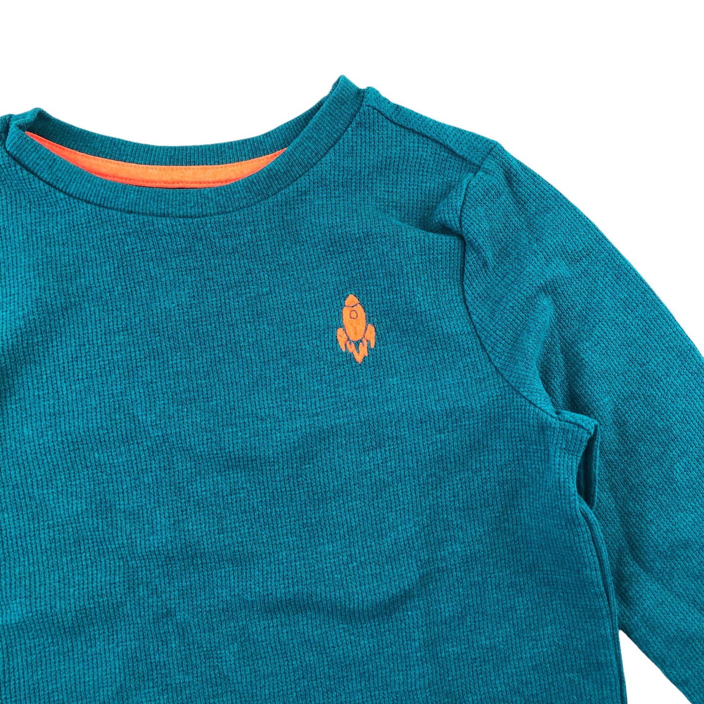 F&F T-Shirt 6-7 Years turquoise Pain with Embroidered Rocket