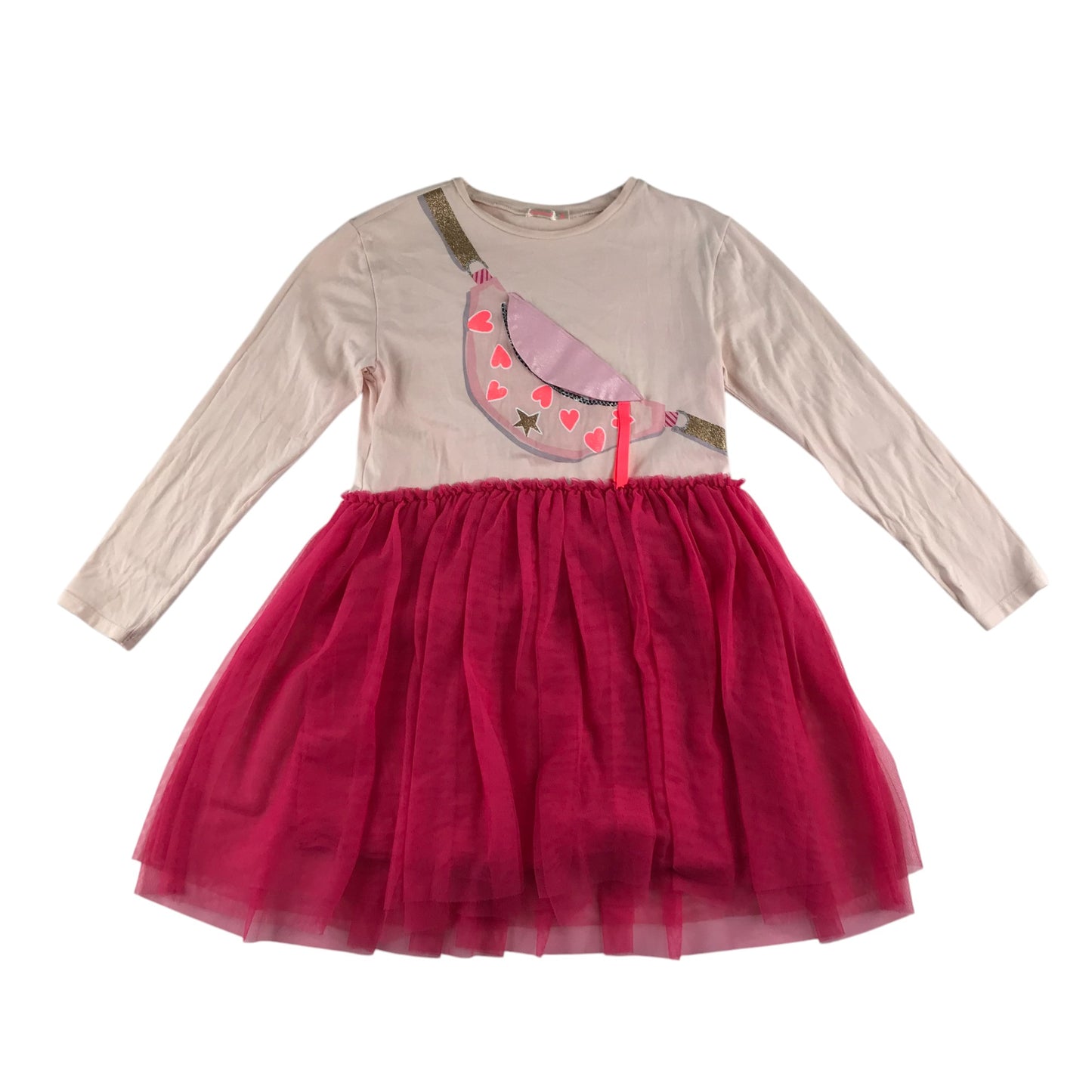 Billie Blush dress 8-10 years pink bumbag detail mesh layered