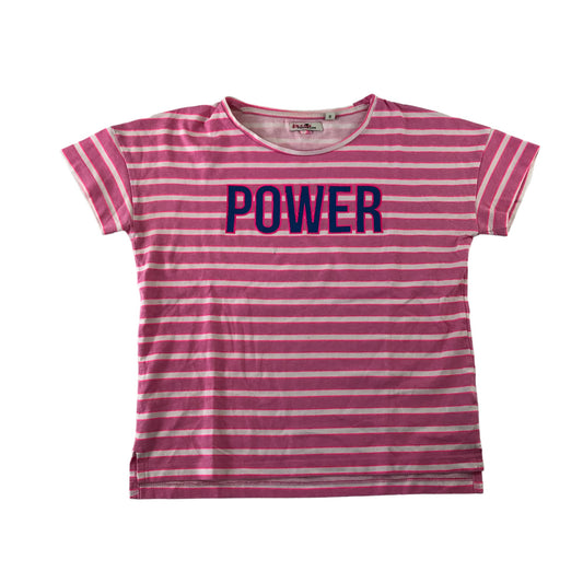 Tom Tailor t-shirt 11-12 years pink and white stripy POWER print cotton