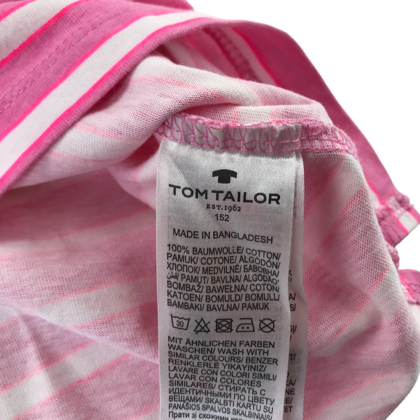 Tom Tailor t-shirt 11-12 years pink and white stripy POWER print cotton