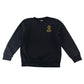 Second-hand Battlefield Primary School navy jersey crewneck, flat lay view with embroidered badge.