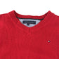 Tommy Hilfiger jumper 5-6 years red v neck with logo pullover