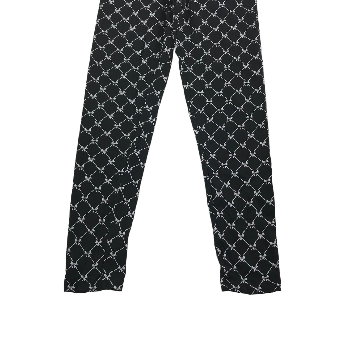 Matalan Leggings Age 10 Black Bow Tie Fishnet Print Pattern