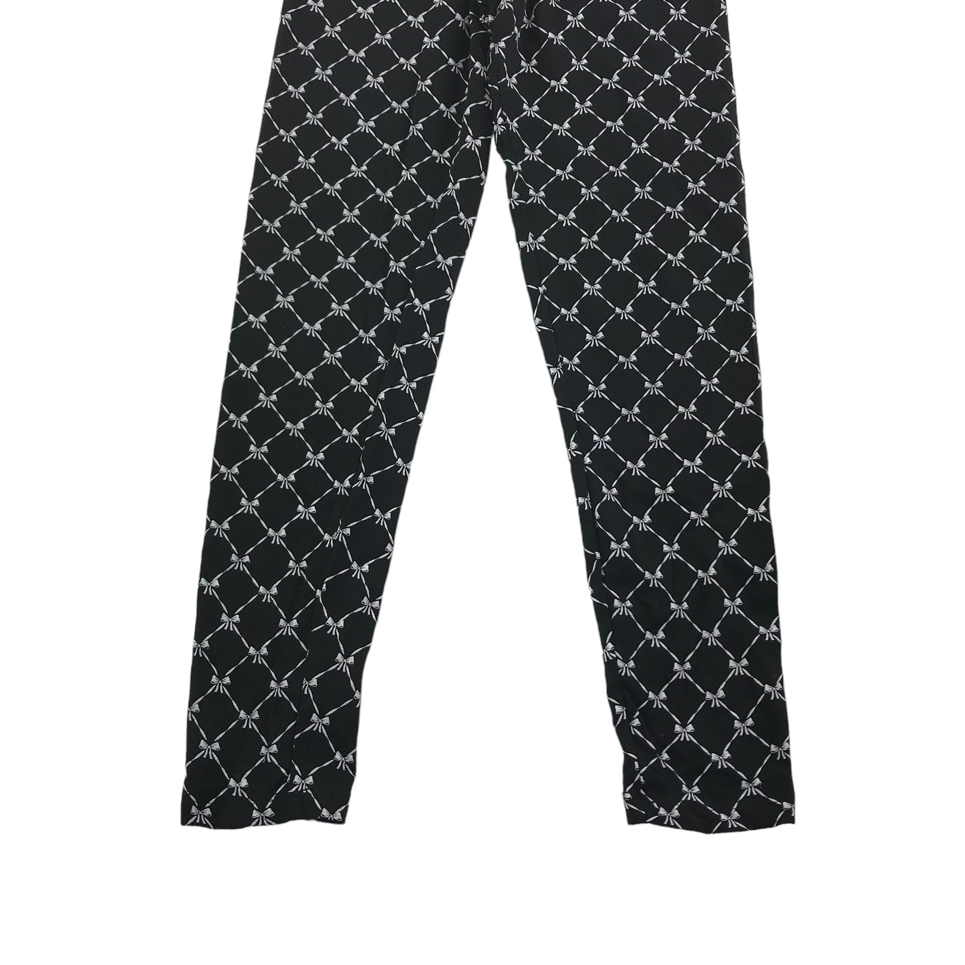 Matalan Leggings Age 10 Black Bow Tie Fishnet Print Pattern