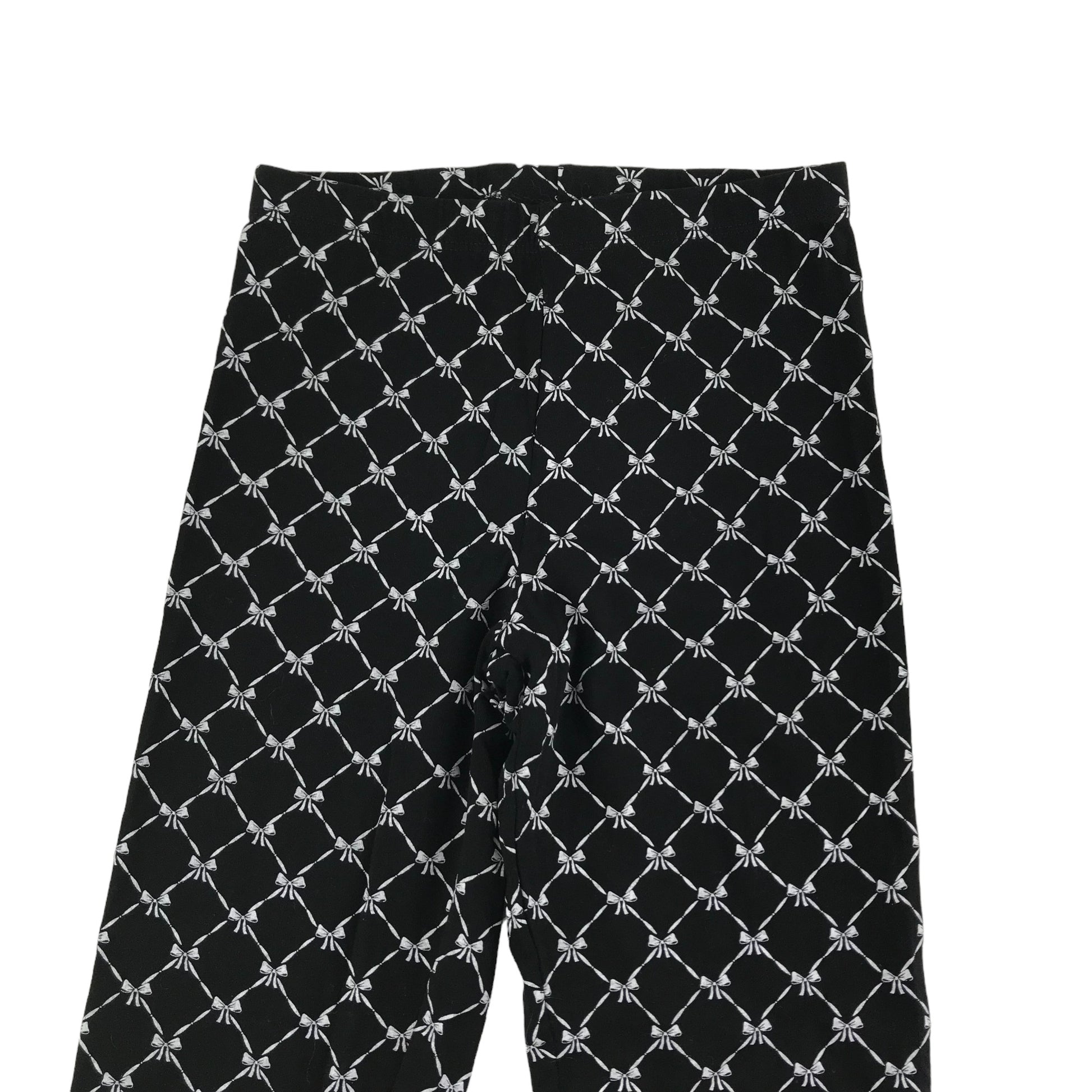 Matalan Leggings Age 10 Black Bow Tie Fishnet Print Pattern