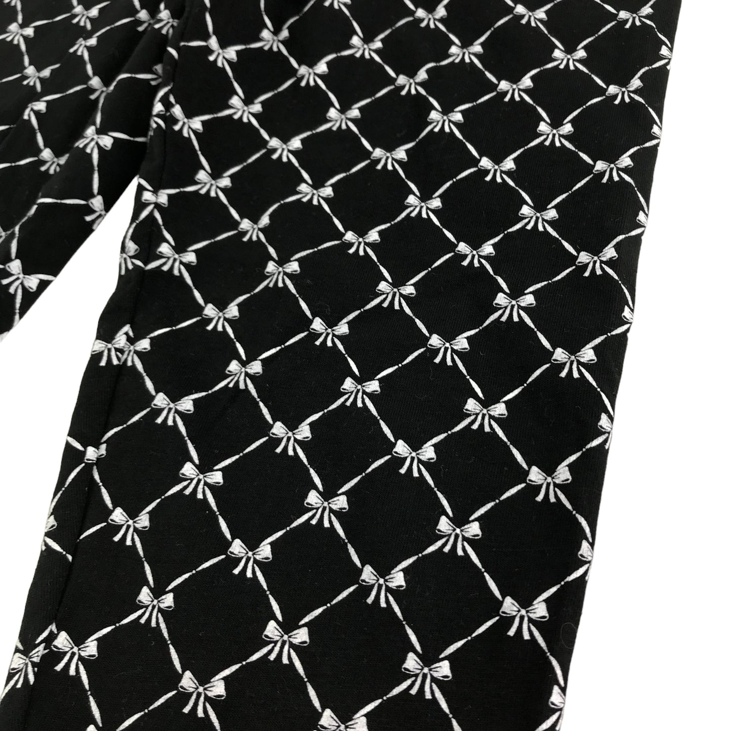 Matalan Leggings Age 10 Black Bow Tie Fishnet Print Pattern