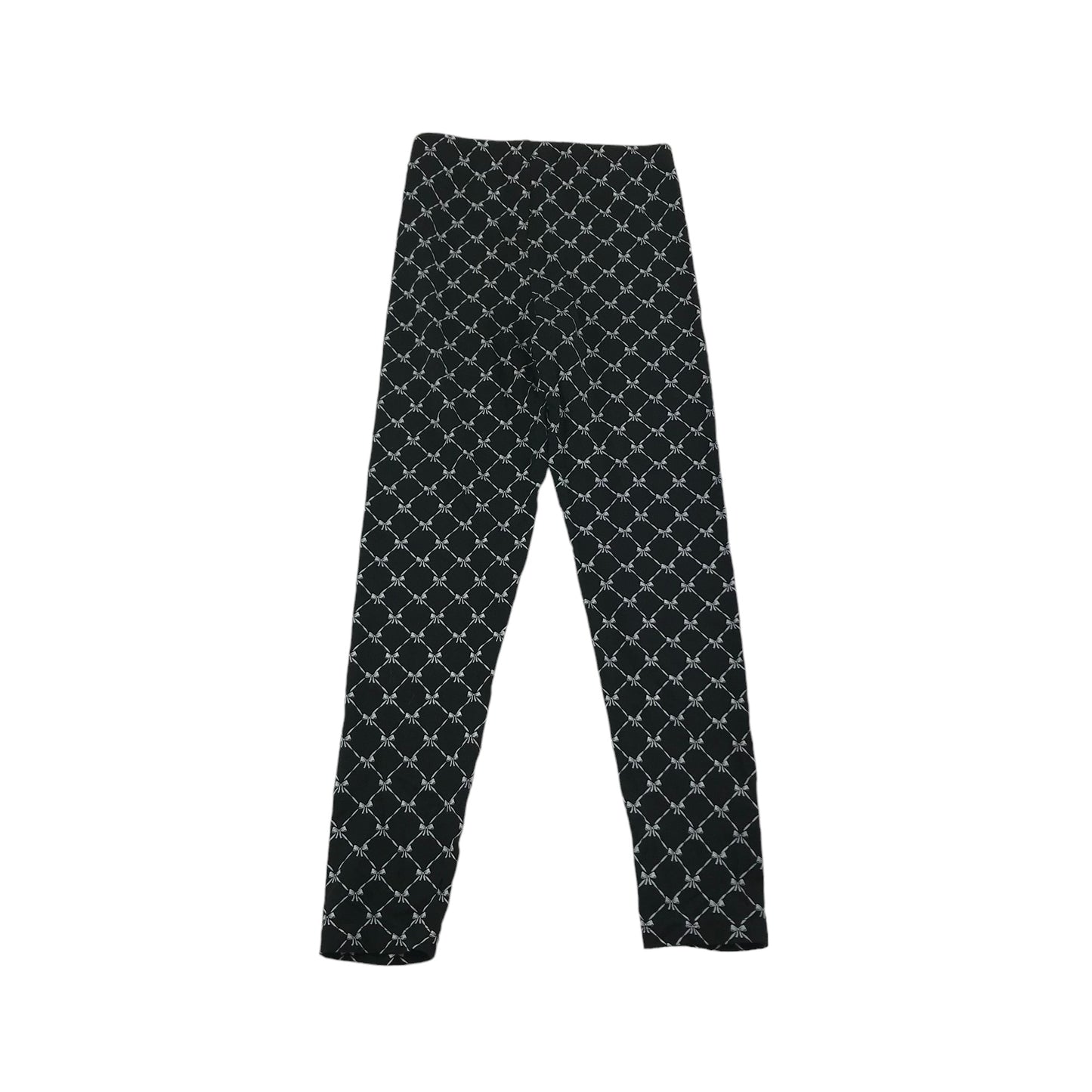 Matalan Leggings Age 10 Black Bow Tie Fishnet Print Pattern