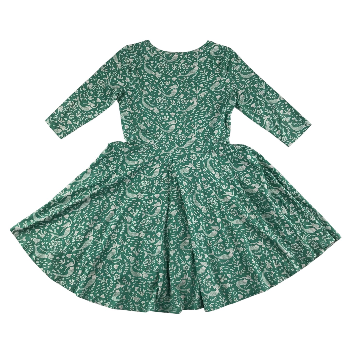 Mini Boden dress 11-12 years green mermaid print pattern 3/4 sleeves