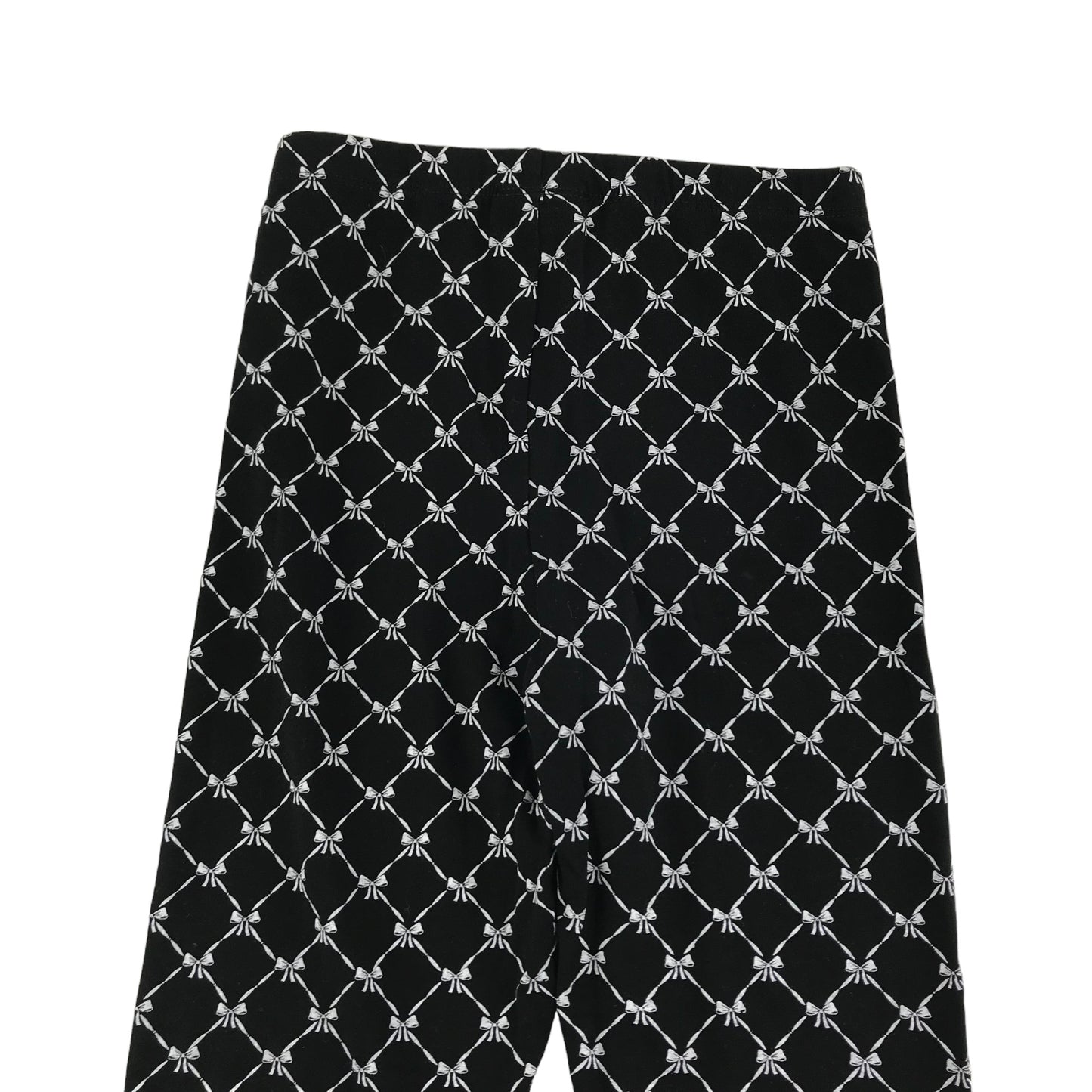 Matalan Leggings Age 10 Black Bow Tie Fishnet Print Pattern