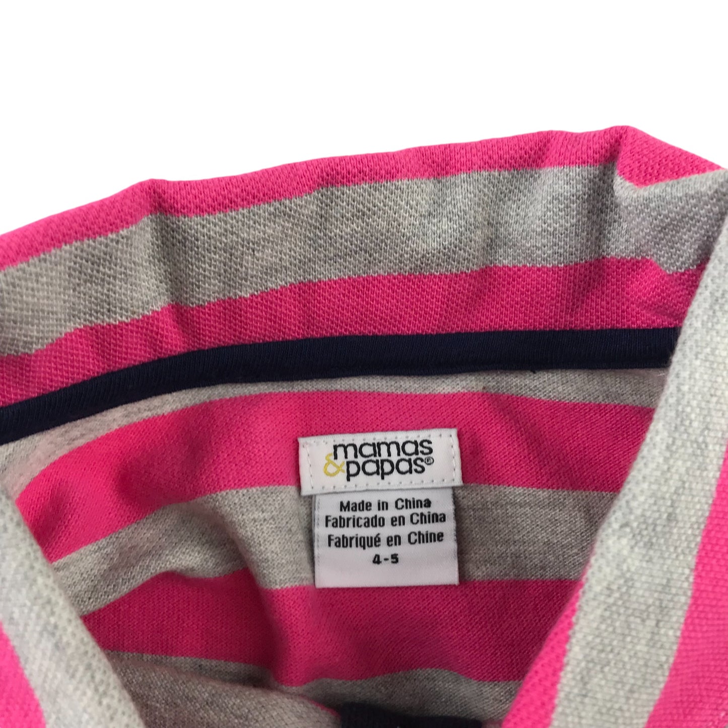 Mamas & Papas polo shirt 4-5 years pink and grey stripy short sleeve