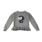 Primark jumper 6-7 years grey with sequin unicorn and frilled hem cotton