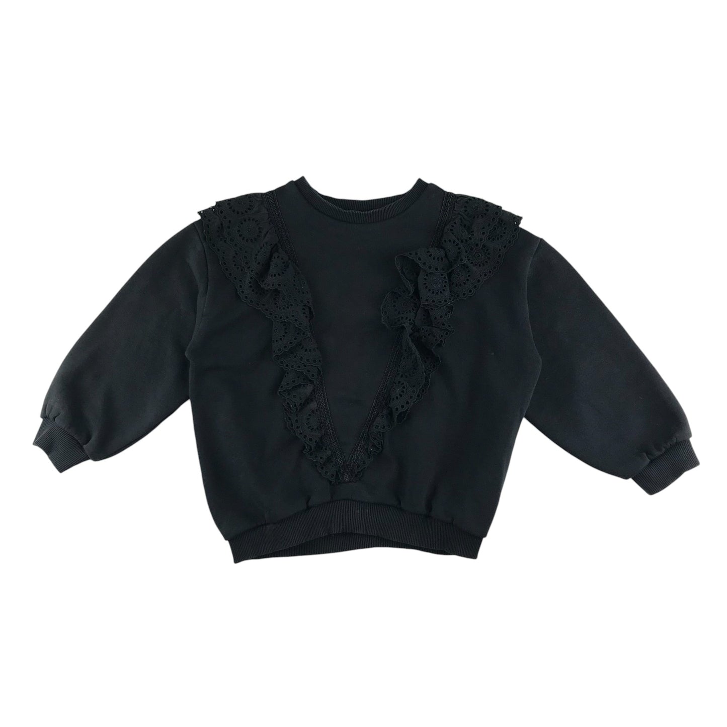 Zara sweater 8-9 years charcoal grey frilled lace details