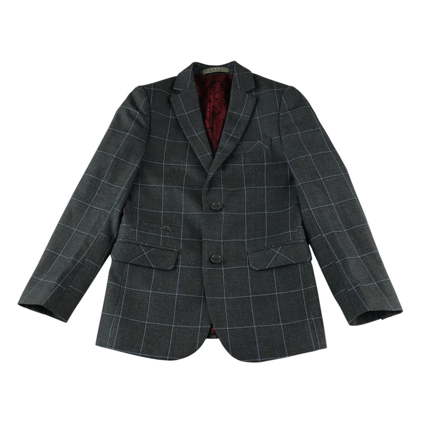 Romano suit 9 years grey check pattern jacket trousers vest and tie
