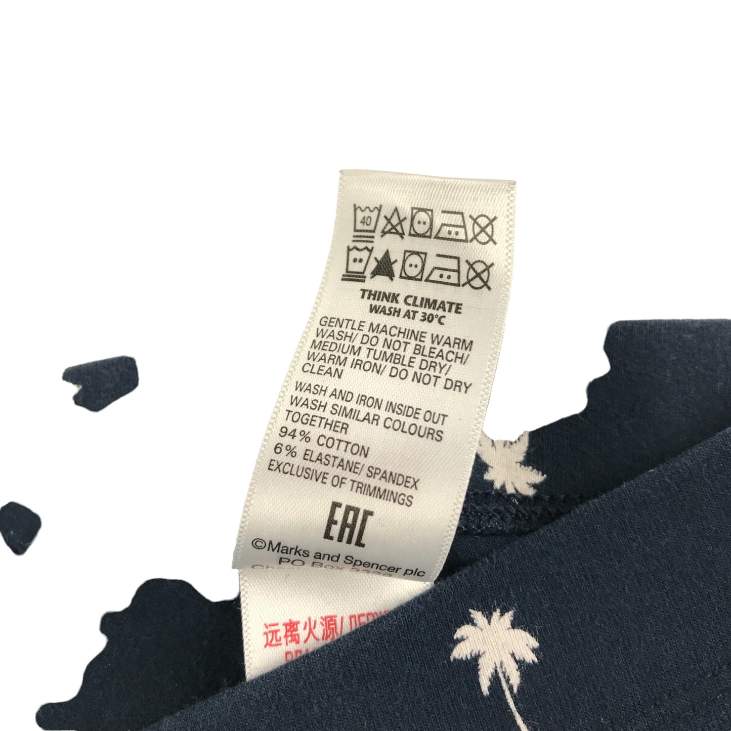 M&S Leggings Age 12 Navy Blue with white Palm Trees