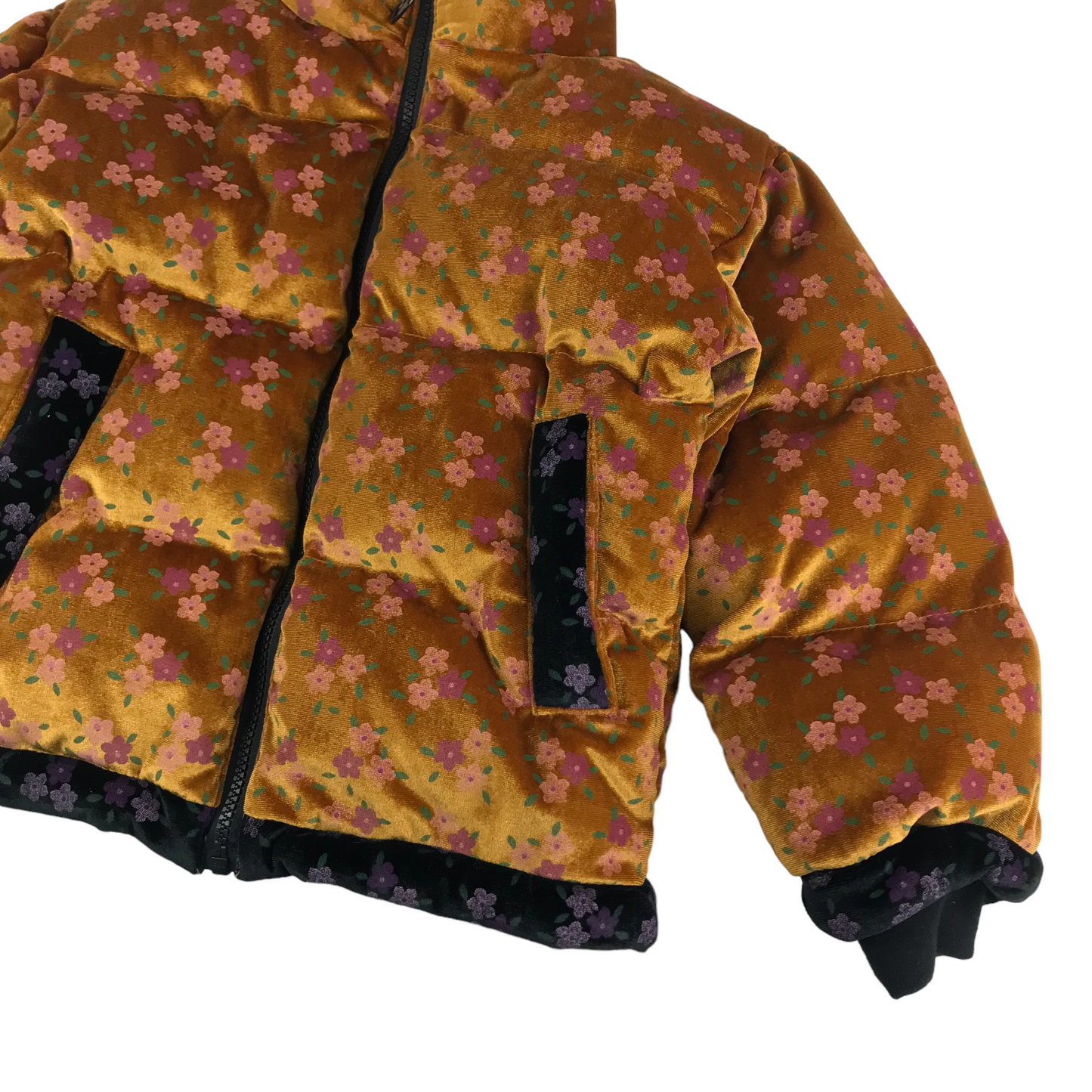 Very Jacket Age 5 Golden Floral Velvet Puffer