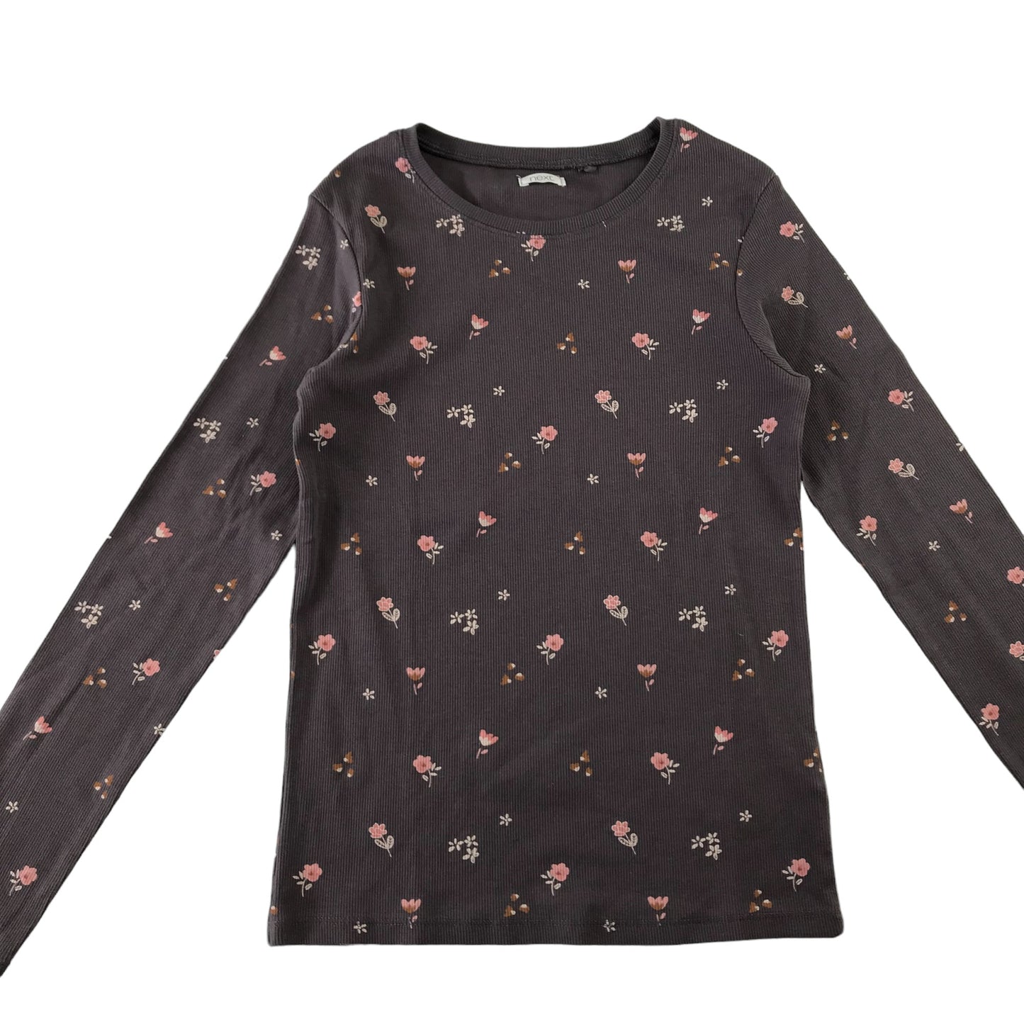 Next t-shirt 11-12 years taupe floral print pattern long sleeve