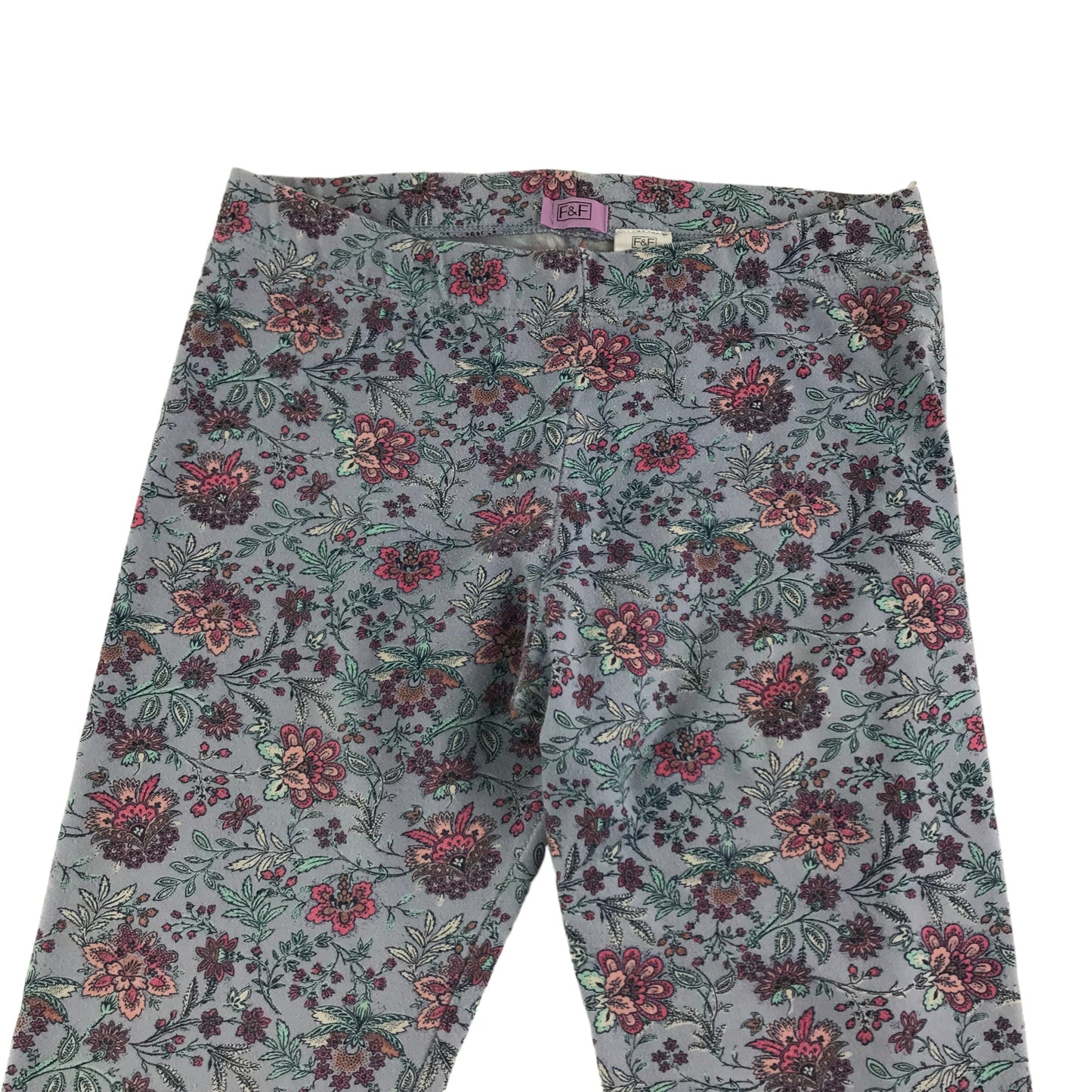 F&F Leggings Age 12 Grey Floral Print Pattern