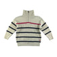 Crew jumper 5-6 years white navy and pink stripy mock neck