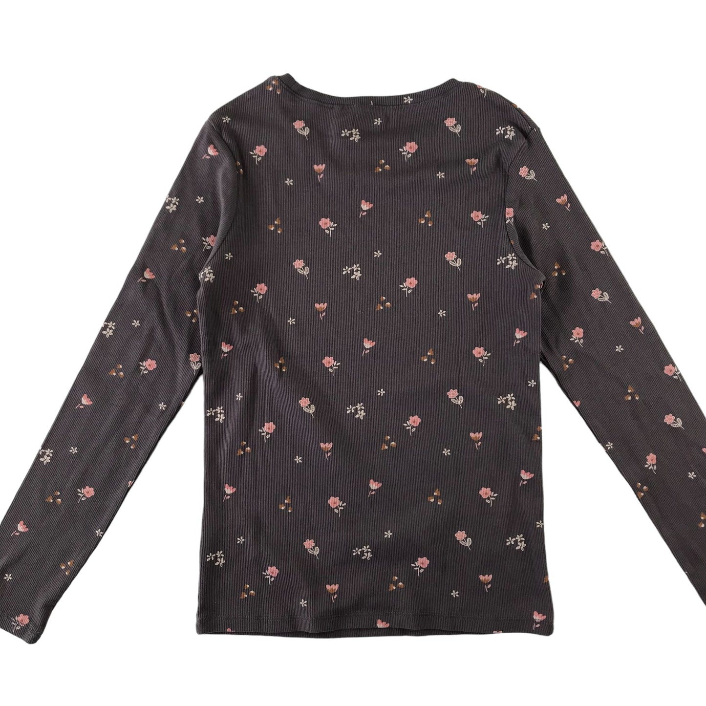 Next t-shirt 11-12 years taupe floral print pattern long sleeve