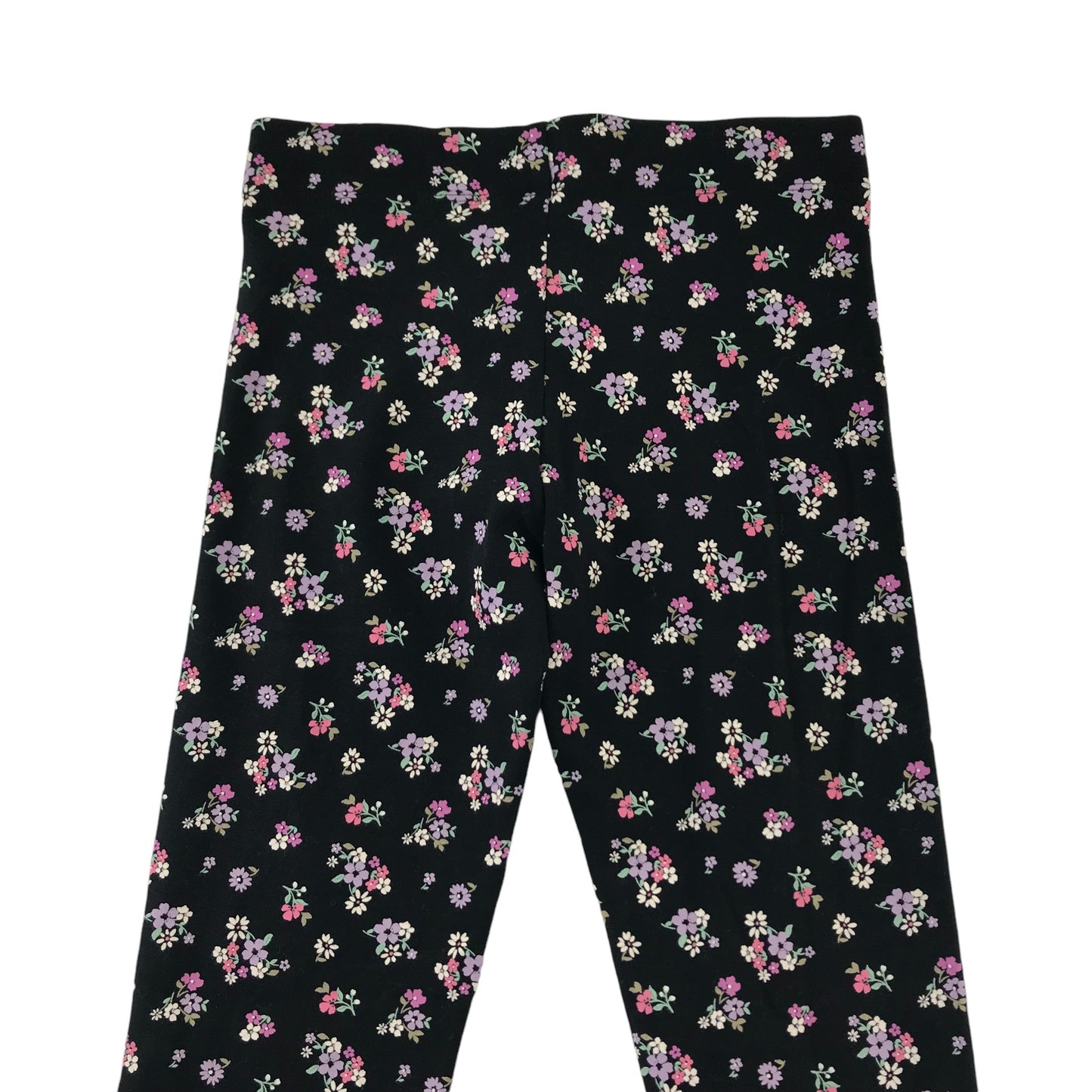 M&S leggings 8-9 years black floral print pattern cotton blend