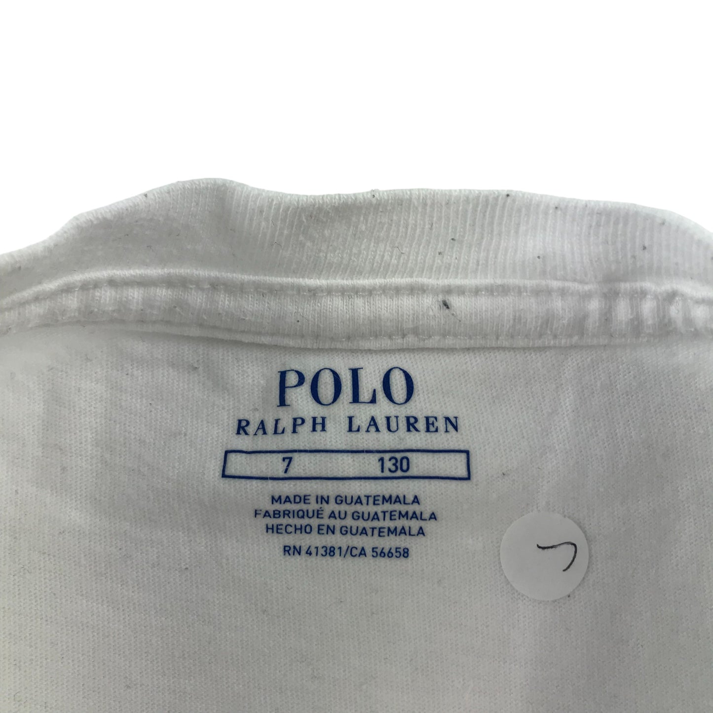 Ralph Lauren T-shirt Age 7 White Text Graphic and Logo Cotton