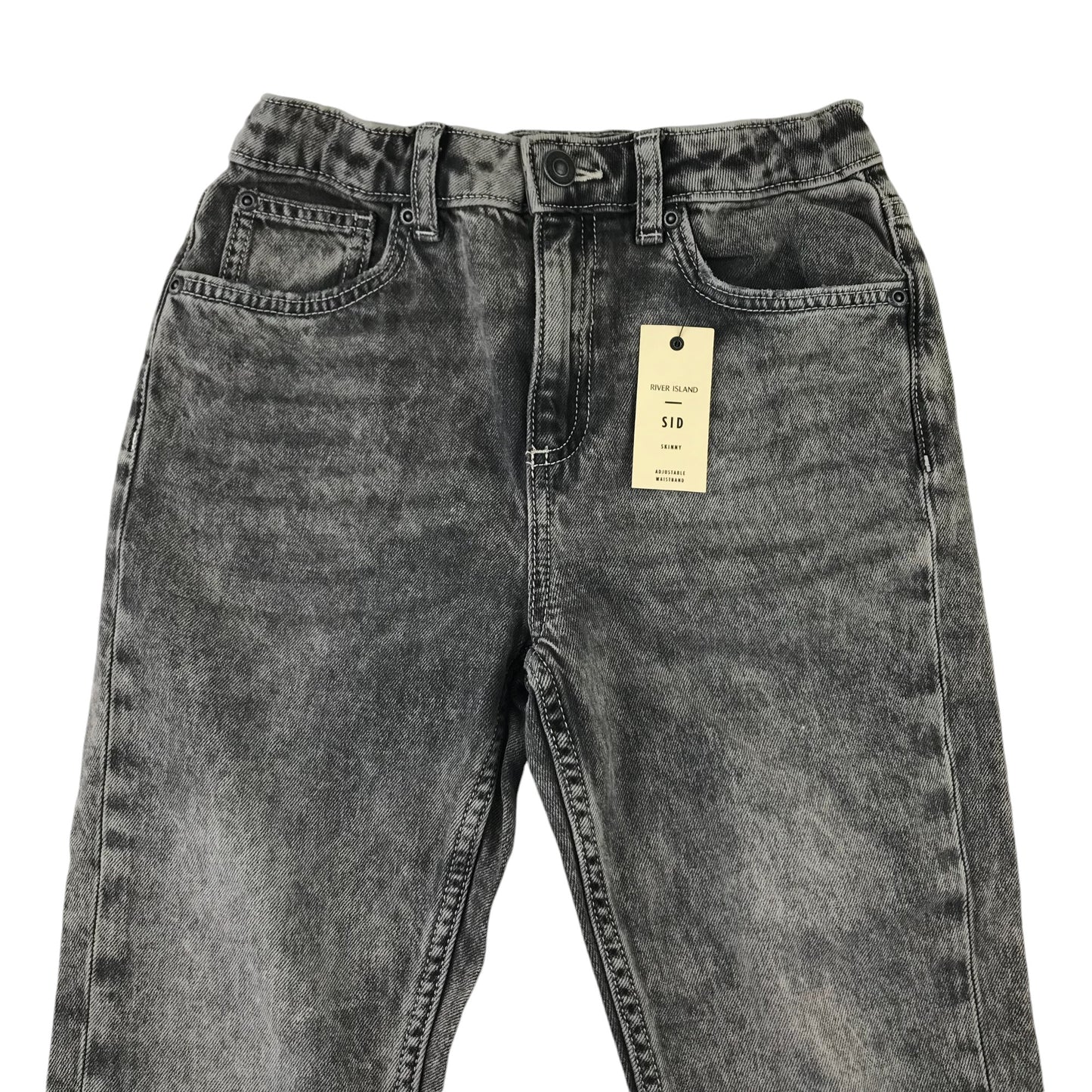 River Island jeans 9-10 years grey stone wash effect skinny SID adjustable waist