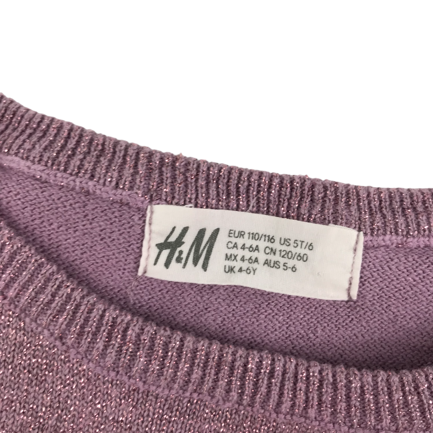 H&M Dress Age 5 Lilac Knitted with Bowtie Detail