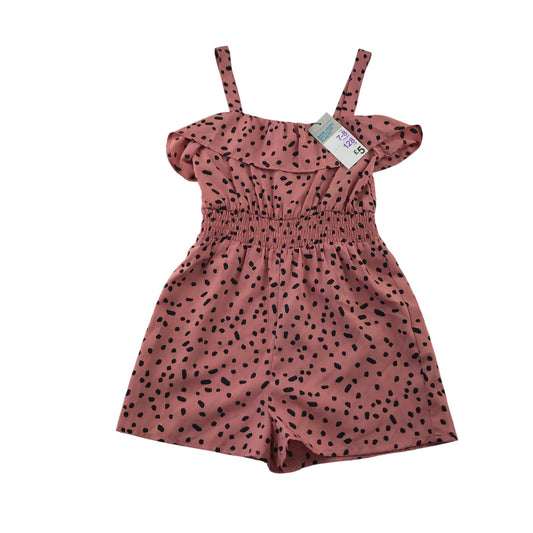 Primark playsuit 7-8 years pink spotted pattern with peplum detail on shoulders