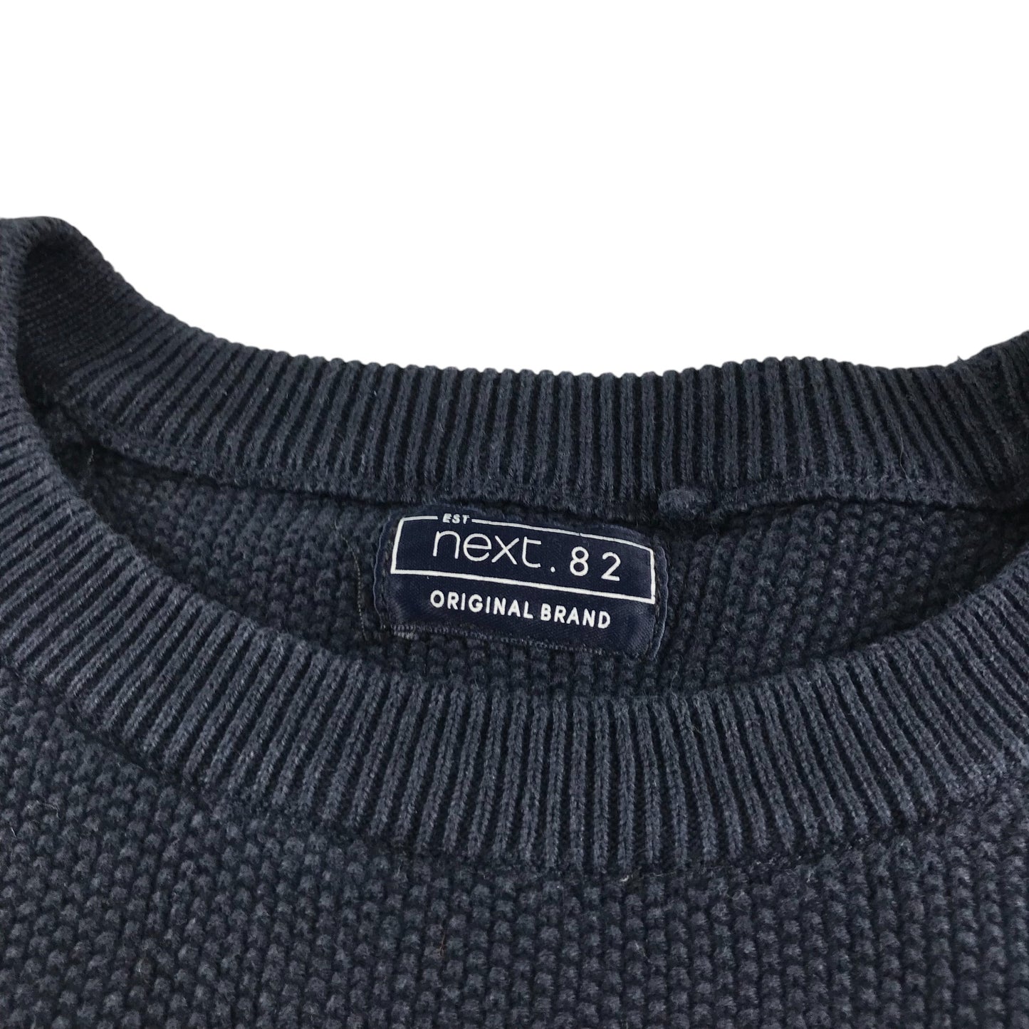 Next jumper 9-10 years navy blue plain crew neck with logo cotton