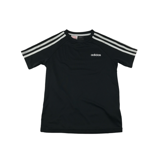 Adidas Black Classic 3 Stripes Sport T-shirt Age 9