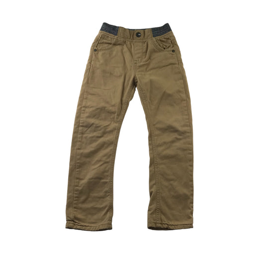 Nutmeg Trousers Age 5 Beige Pull Up Warm Lined Chino Style