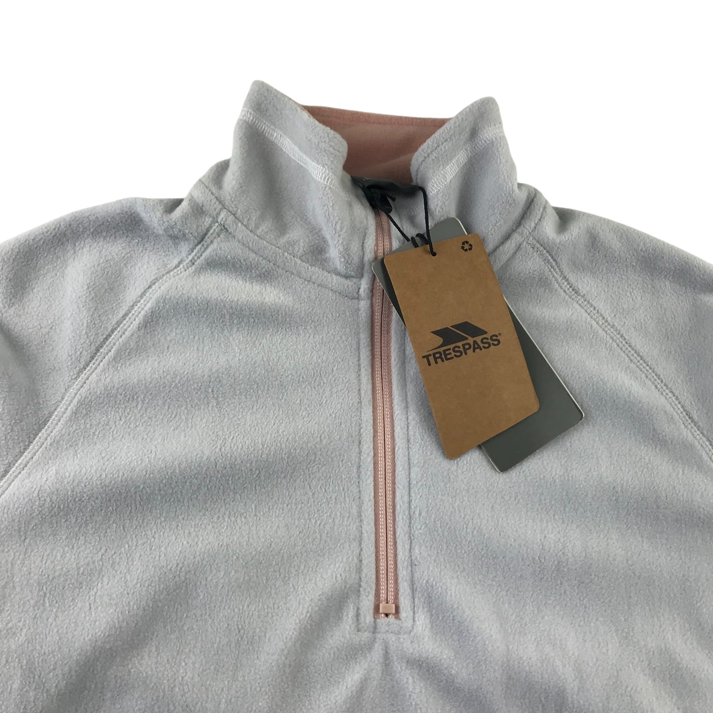 Trespass fleece women size UK 10 grey and pink plain quarter zipper