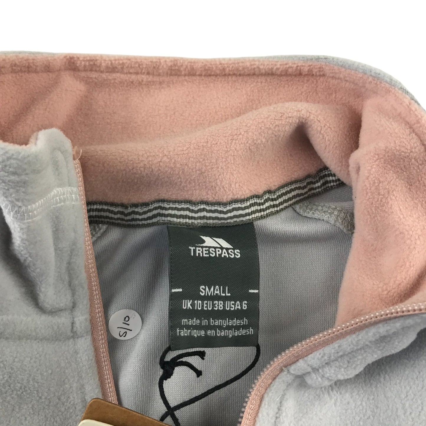 Trespass fleece women size UK 10 grey and pink plain quarter zipper