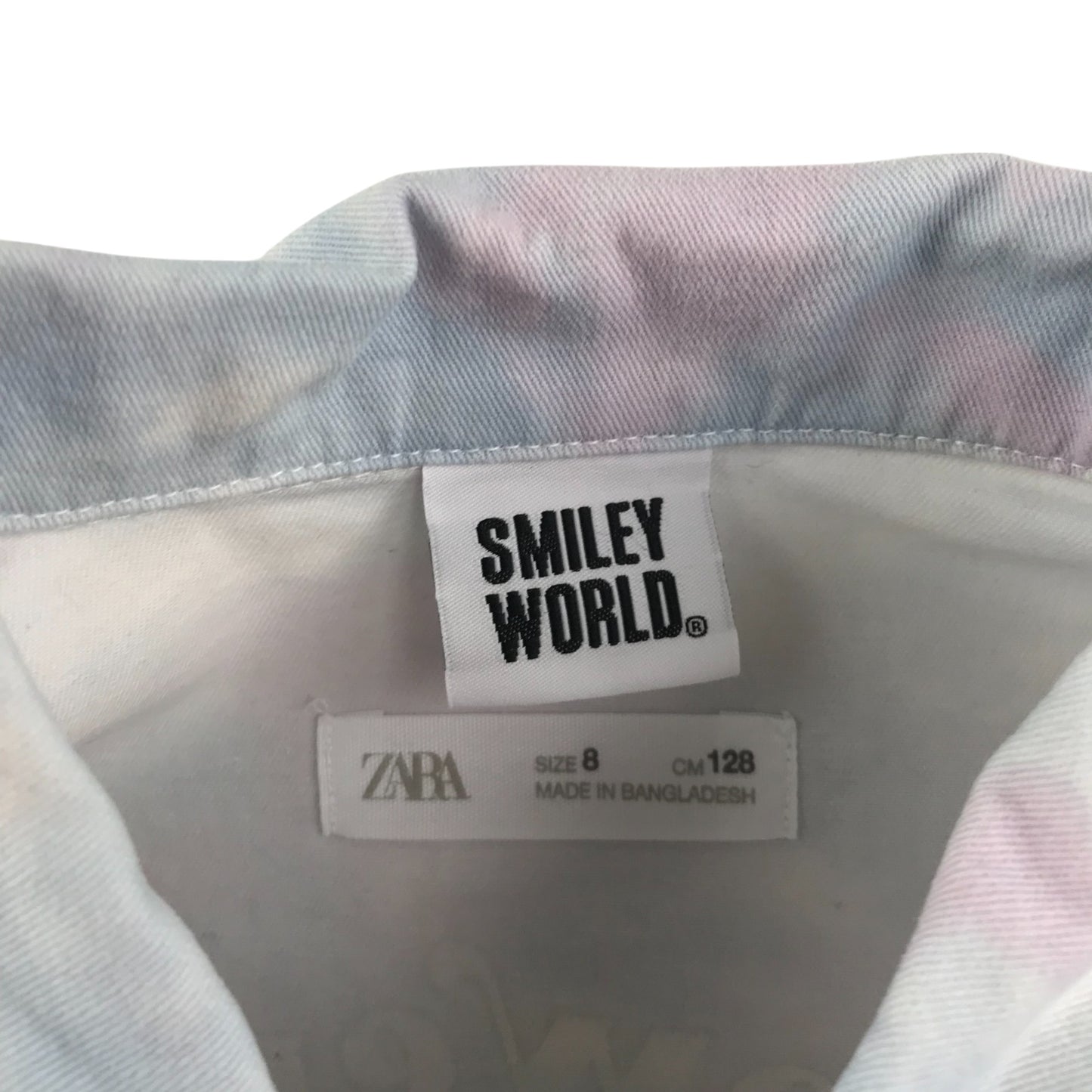 Zara shacket 7-8 years pastel colour light denim shirt Smiley World Choose Happy cotton