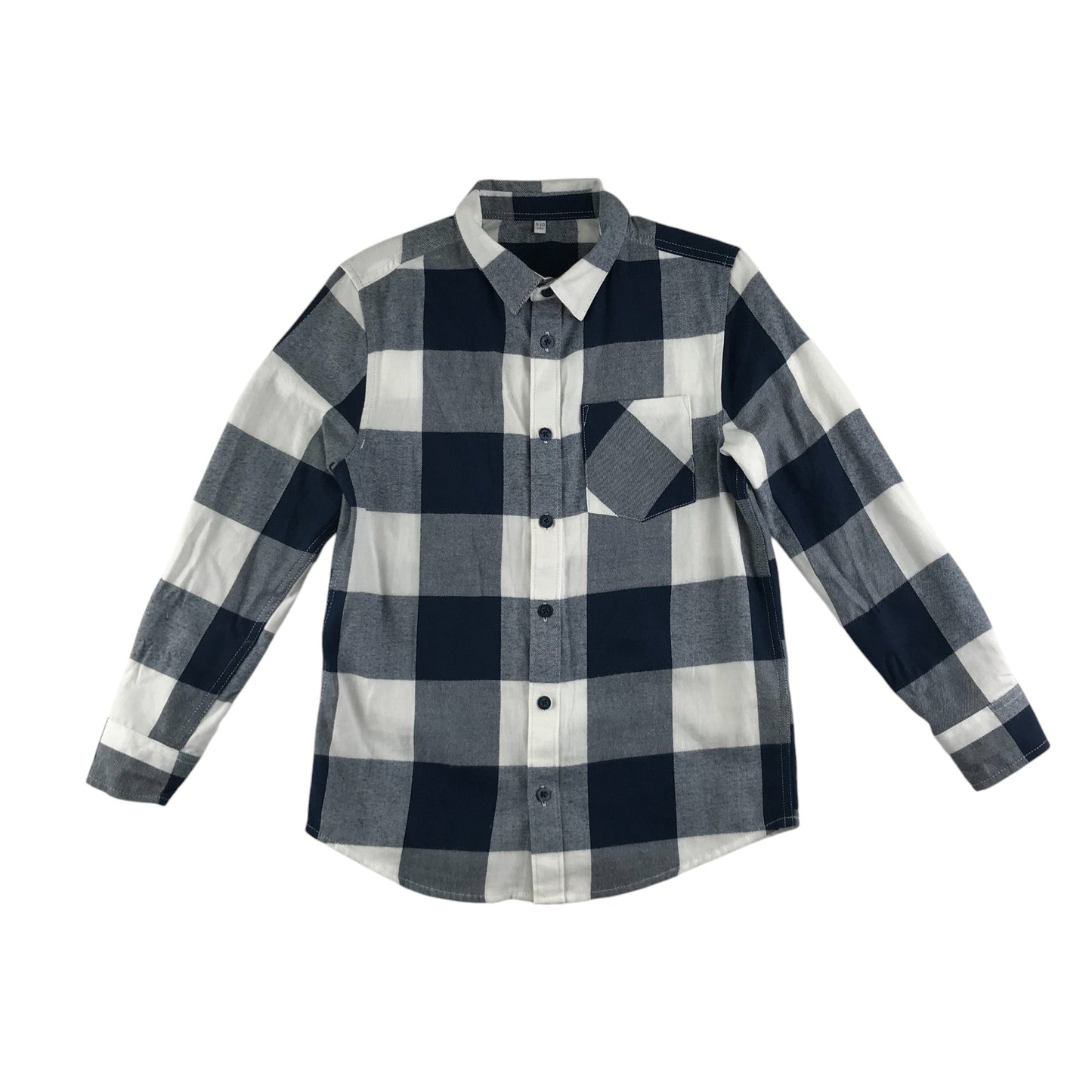 M&S shirt 9-10 years navy and white check pattern flannel cotton