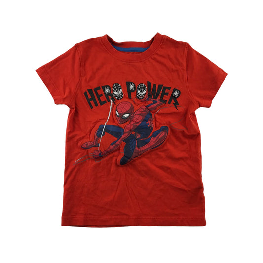 M&S T-shirt Age 5 Red Soft Spider Man Print