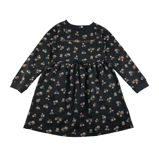 Primark Dress Age 7 Grey Jersey Flower Print Design