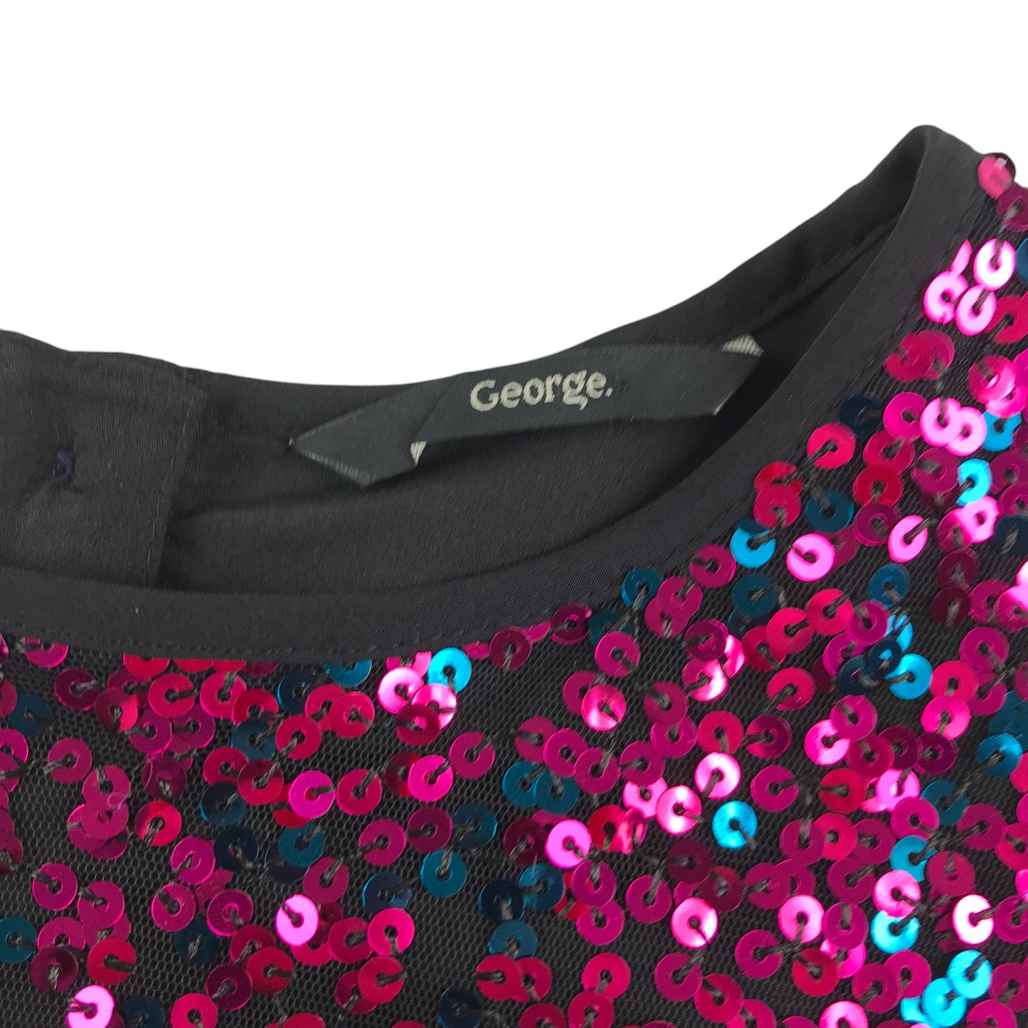 George blouse 11-12 years pink and black sequin short sleeve top