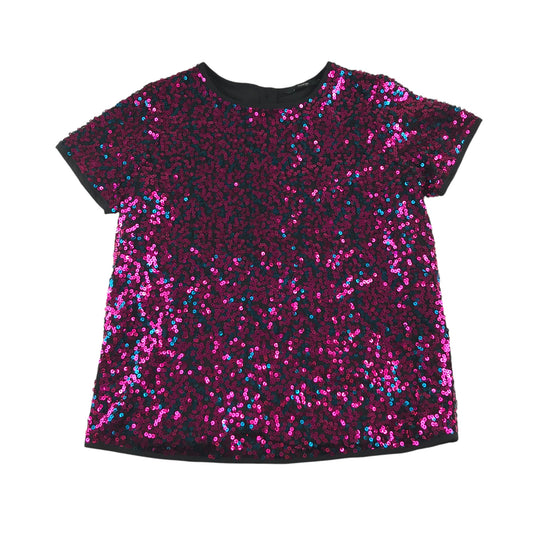 George blouse 11-12 years pink and black sequin short sleeve top