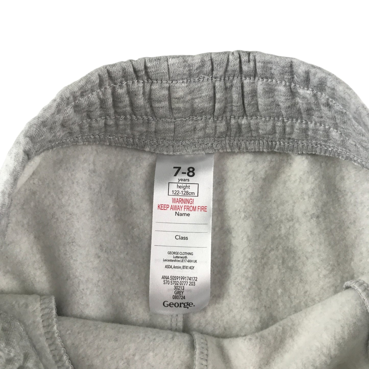 George joggers 7-8 years grey with red and blue side stripes elasticated waist