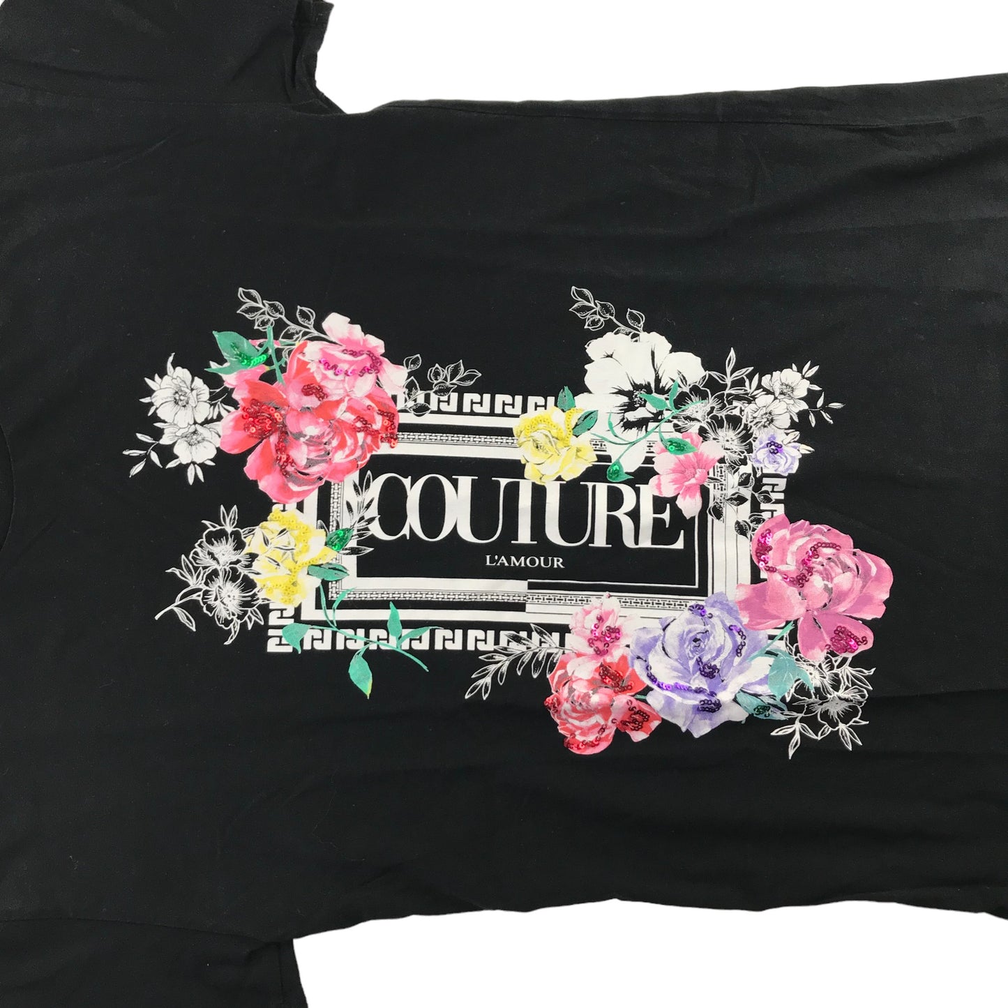 River Island t-shirt 11-12 years black floral Couture print cotton