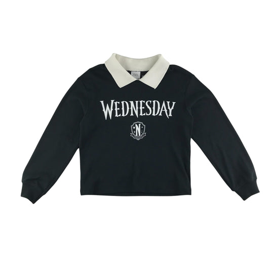 Zara polo shirt 8-9 years black collared Netflix Wednesday Nevermore Academy sweater