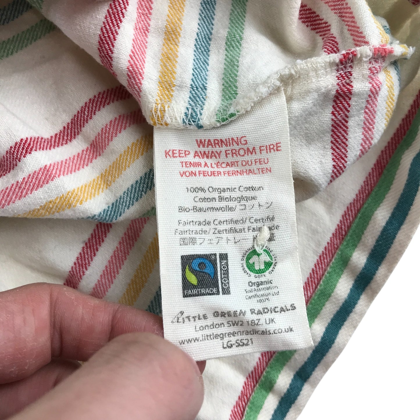 Little Green Radicals dress 5-6 years multicolour striped organic cotton