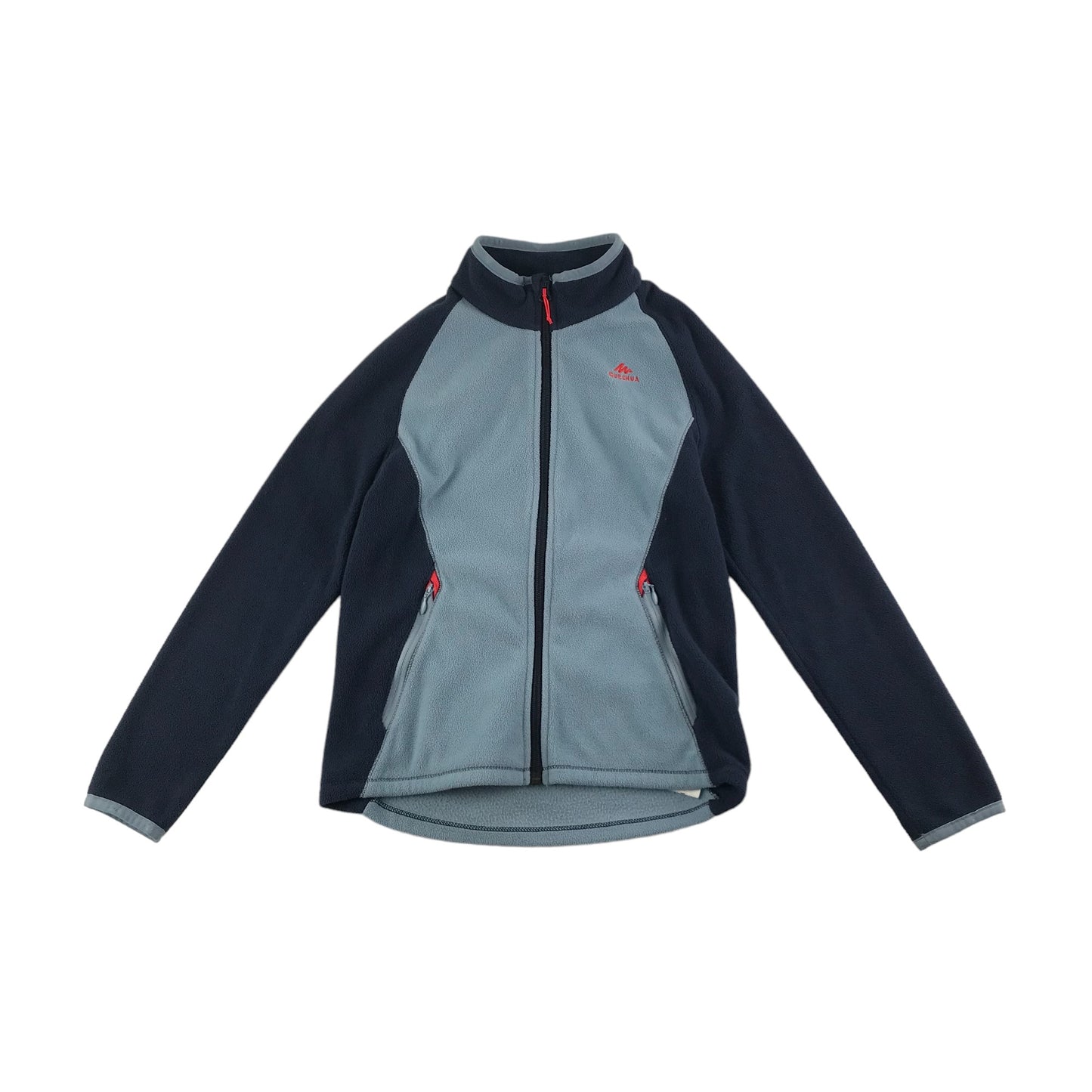 Decathlon Fleece Age 8-9 Light Blue Navy Panelled Full Zipper